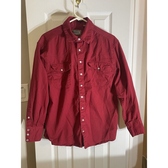 ce schmidt workwear denim shirt Medium Red W/ Metal Snap Buttons - Picture 1 of 9